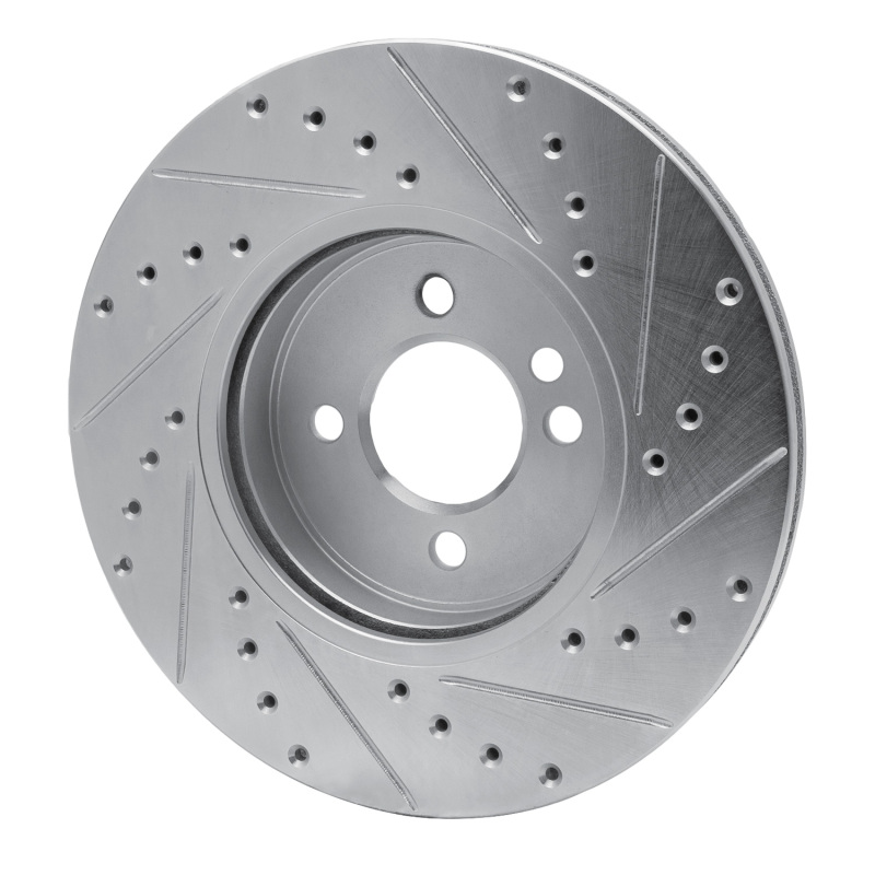 Mini Cooper Brake Rotor (1) - Front Left - R1 Concepts - Drilled & Slotted - Silver - `02-`06